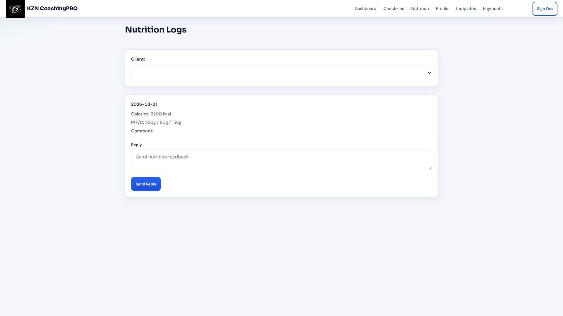 Nutrition macro tracking dashboard showing protein, fat and carbohydrate breakdown