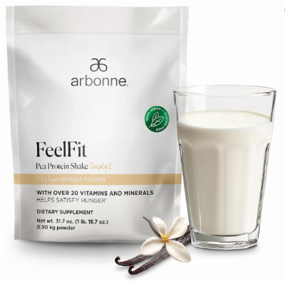 Arbonne Feelfit Pea Protein Shake - Daily Supplement Powder, Vegan Protein for Support of Overall Health, Energy and Well-Being, Vanilla