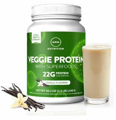 MRM Nutrition Veggie Protein with Superfoods - Vanilla Flavored Protein Powder for Women & Men