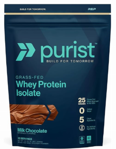 PURIST REP Whey Protein Powder, Premium Milk Chocolate Grassfed Isolate