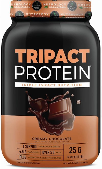 Nutrology TRIPACT Protein Powder - 7-in-1 Meal Replacement Shake with Grass Fed Whey Protein Powder, Pea, Rice, & Greens - Boost Muscle Recovery & Immunity, Creamy Chocolate Flavor, 40 Servings